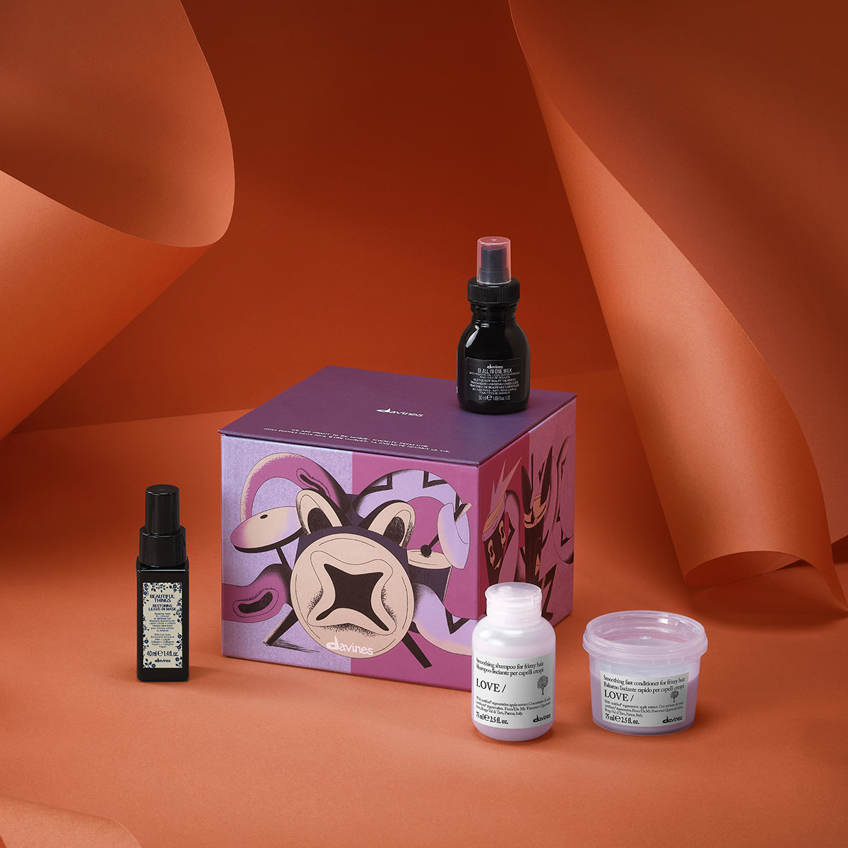
Davines Drums Set - Discovery Set for unruly hair with frizz control, humidity protection and shine
