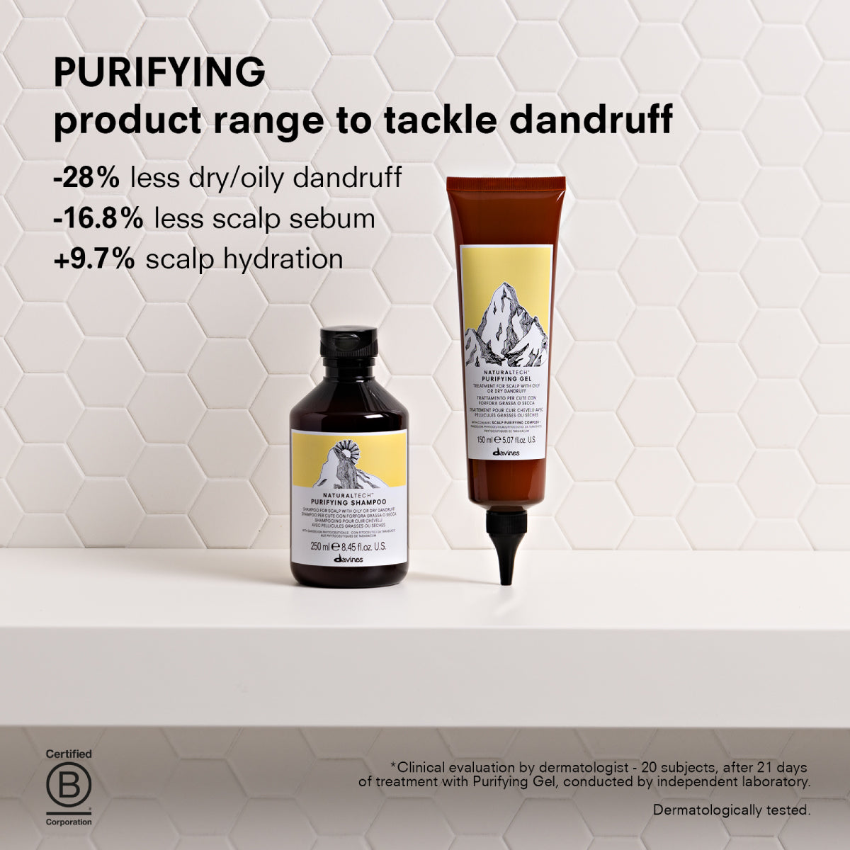
Davines PURIFYING Shampoo - Shampoo for both dry and greasy dandruff.