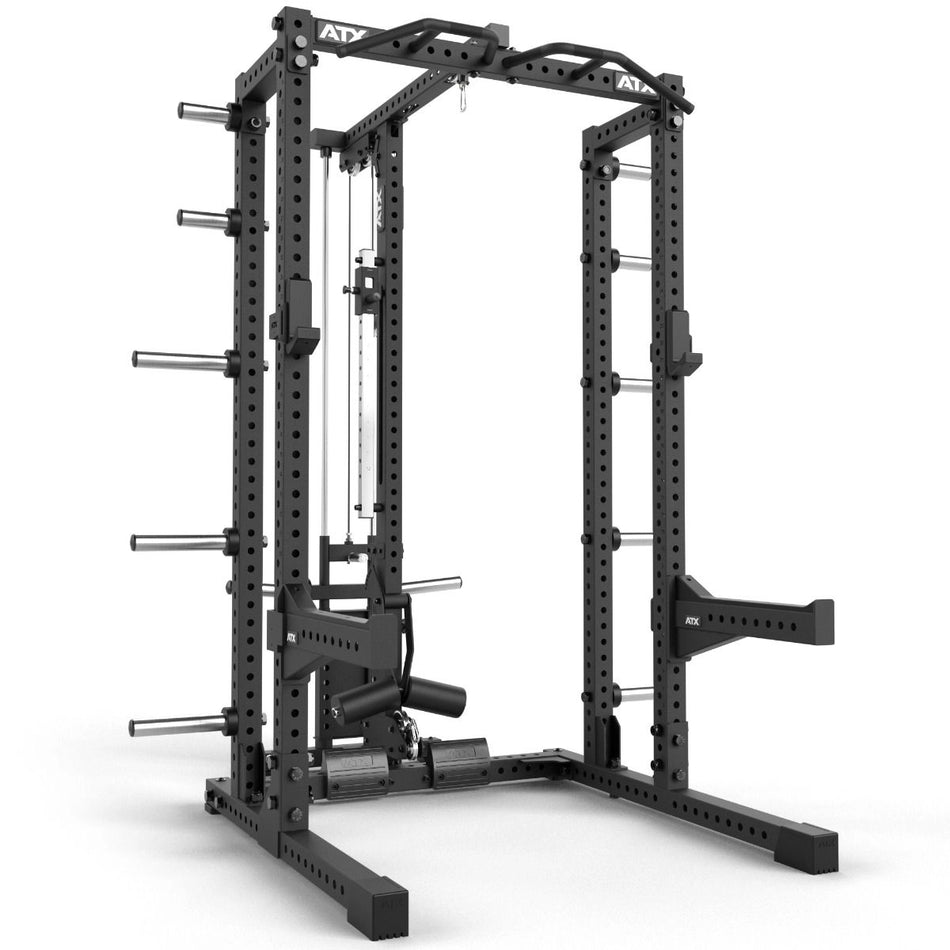 ATX® Half Rack 780 Komplettstation inkl. Extension und Plate Load Latzug - Half Rack mit Kabelzug