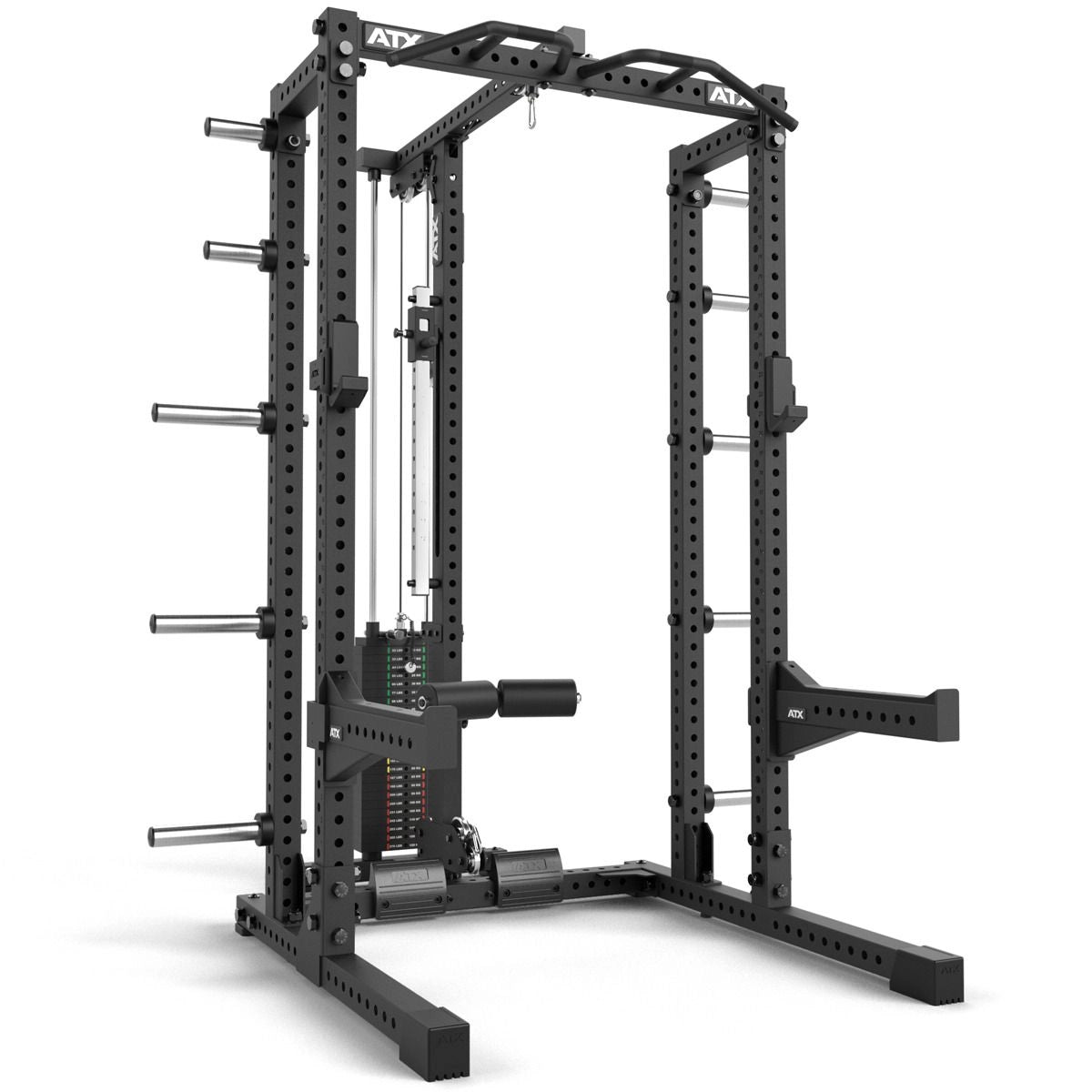 ATX® Half Rack 780 mit Extension und Latzug inkl. Steckgewichte - Half Rack mit Kabelzug