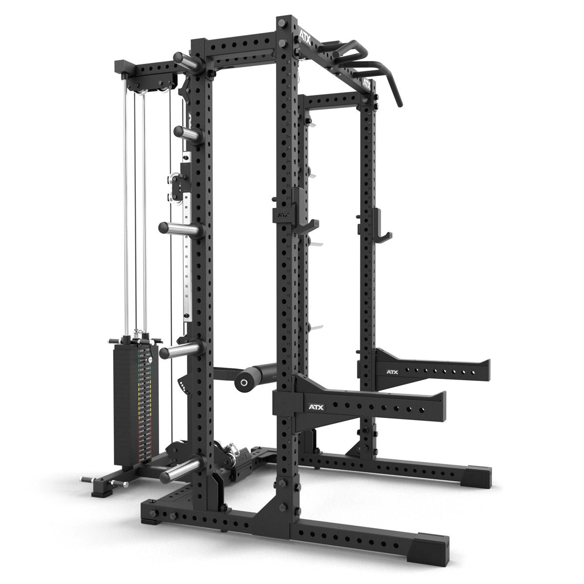 ATX® Half Rack 780 mit Extension und Latzug inkl. Steckgewichte - Half Rack mit Kabelzug