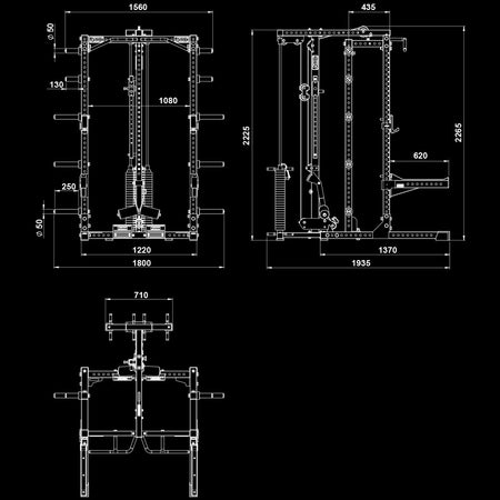 ATX® Half Rack 780 mit Extension und Latzug inkl. Steckgewichte - Half Rack mit Kabelzug