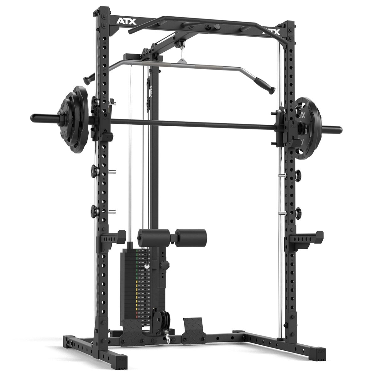ATX® Half Rack - Komplettset 510 mit Latzug - Steckgewichte und Multipresse - Höhe 196 cm - Half Rack mit Latzug (Stack Weight) + Multipresse
