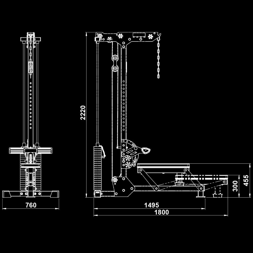 ATX® Latzug / Ruderzug LMSW - 700 - mit 115 kg Steckgewichte - Latzug / Ruderzug Kombo (Stack Weight)