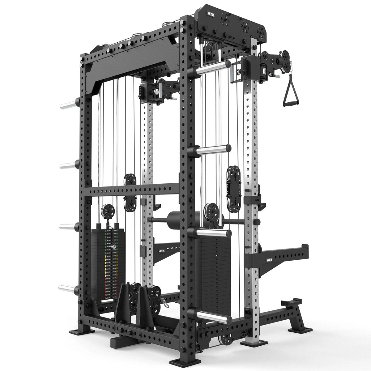 ATX® Multi Pull Rack 2.0 mit 2 x 110 kg Steckgewichten - Half Rack mit Kabelzug