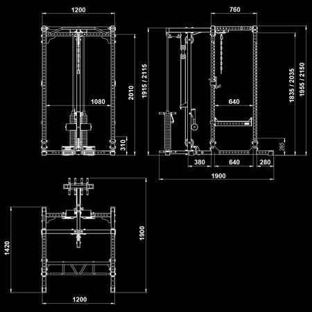 ATX® Power Rack 660 mit Latzug 115 kg Steckgewichte - Höhe 215 cm - Power Rack mit Kabelzug