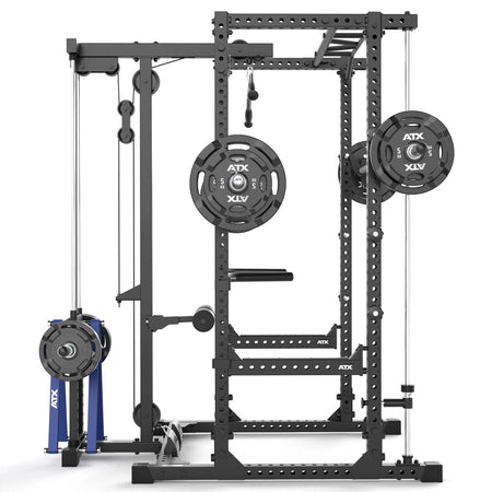 ATX® Power Rack Komplettstation 660 Höhe 215 cm - mit Plate Load Latzug & Multipresse - Power Rack mit Kabelzug + Multipresse