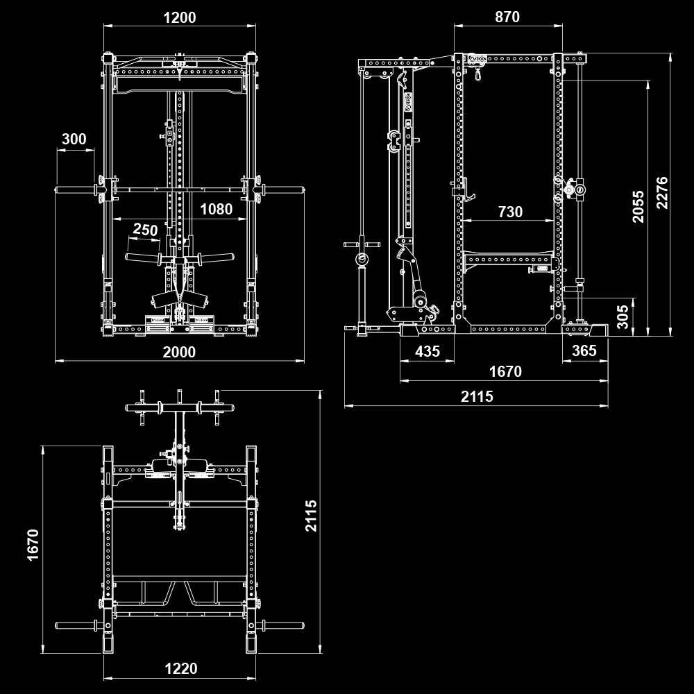 ATX® Power Rack Komplettsystem mit Latzug - Plate Load + Multipresse - Power Rack mit Kabelzug