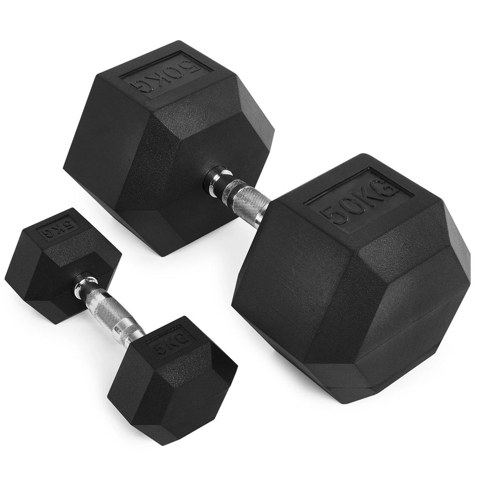 Gumírozott hatszögletű súlyzók 50 kg-ig - 2,5 kg-os lépésekben